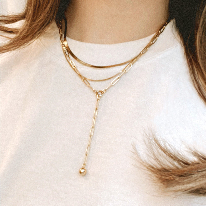 Gold sales lariat necklace