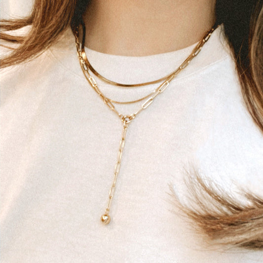 18K Italian Gold Lariat Necklace